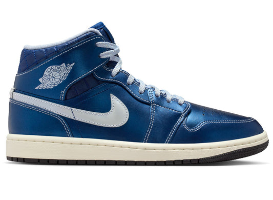 Women's Air Jordan 1 Mid SE in Metallic Blue Quilted