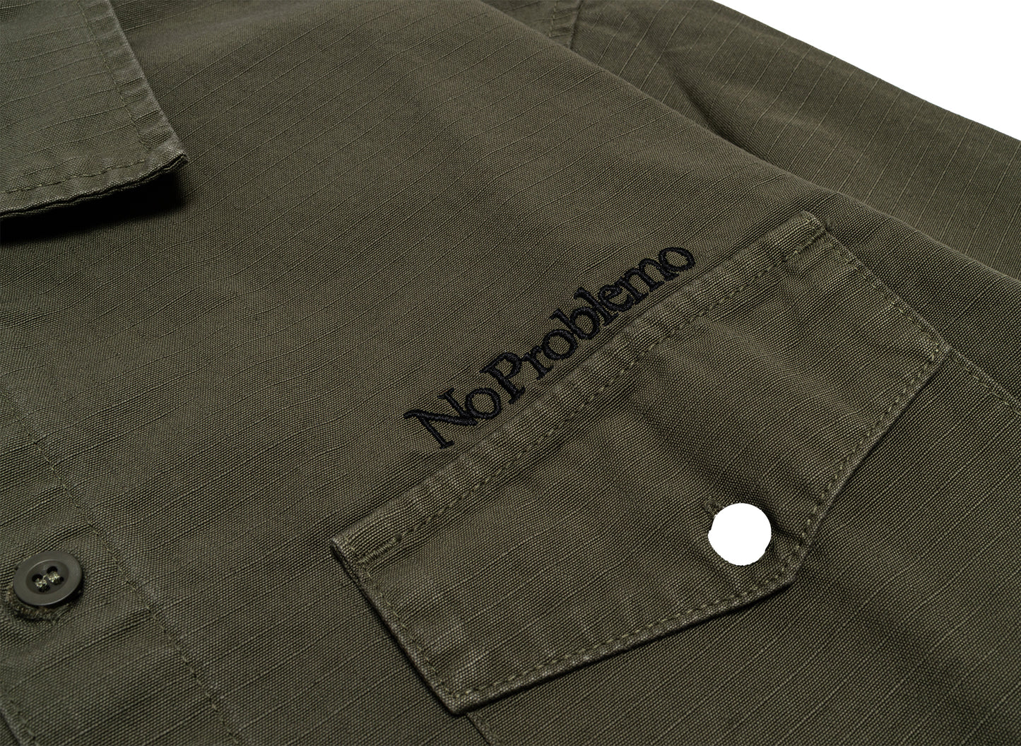 No Problemo Mini Problemo Long Sleeve Work Shirt in Olive — view 2