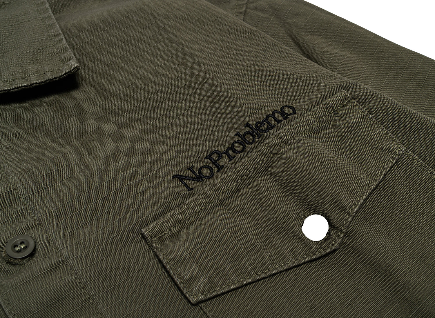No Problemo Mini Problemo Long Sleeve Work Shirt in Olive — view 2