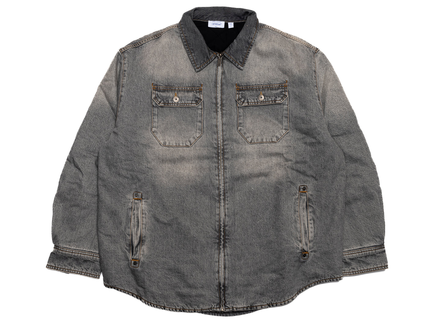 OFF-WHITE Bookish Workwear Denim Overshirt in Sun Faded Grey