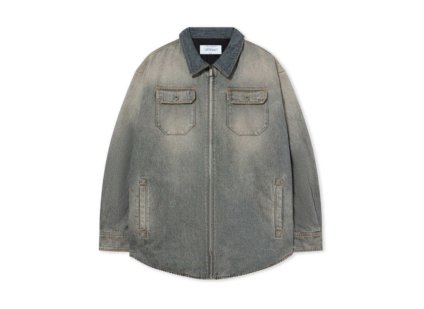OFF-WHITE Bookish Workwear Denim Overshirt in Sun Faded Grey — view 1