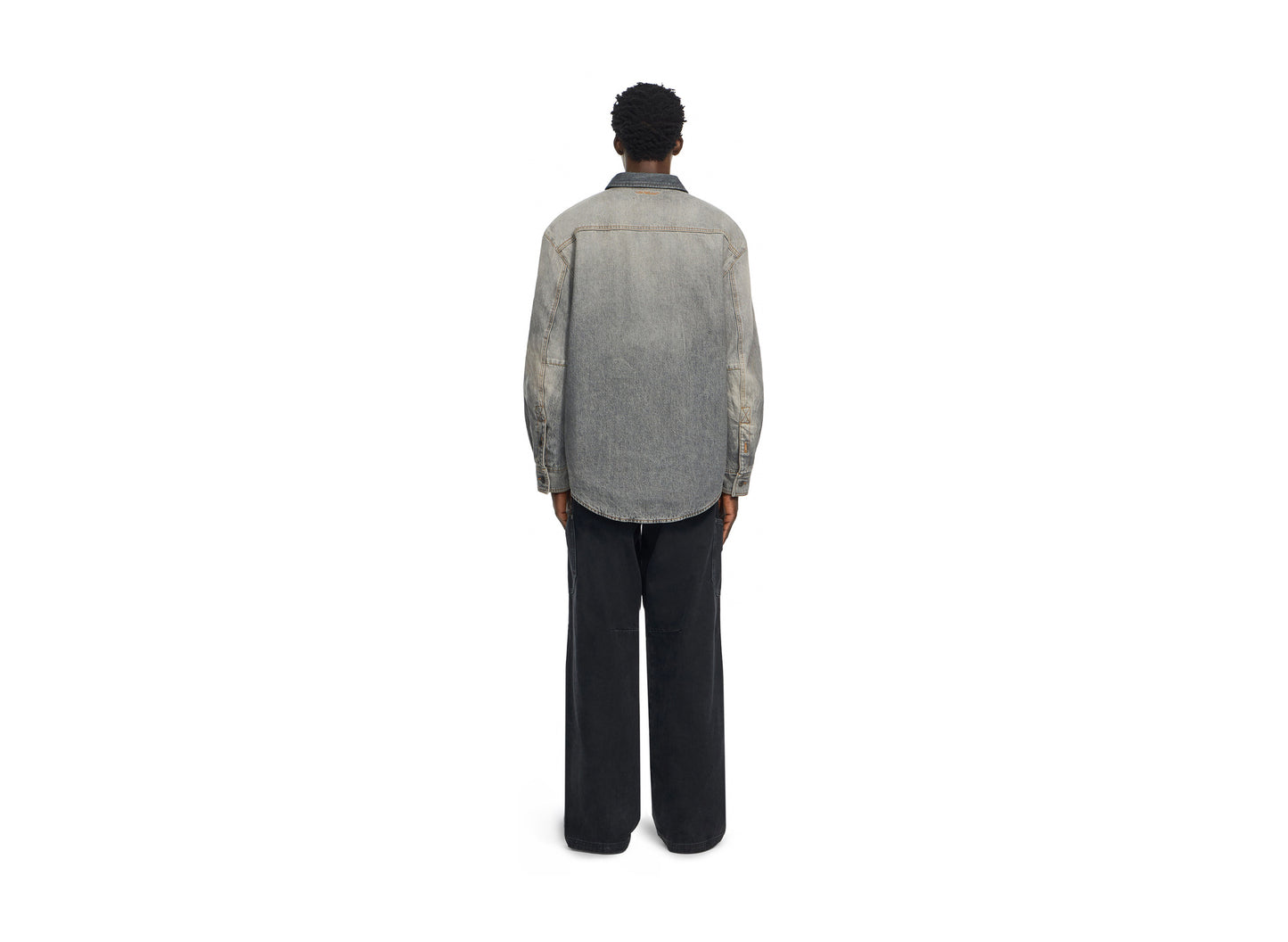 OFF-WHITE Bookish Workwear Denim Overshirt in Sun Faded Grey — view 4