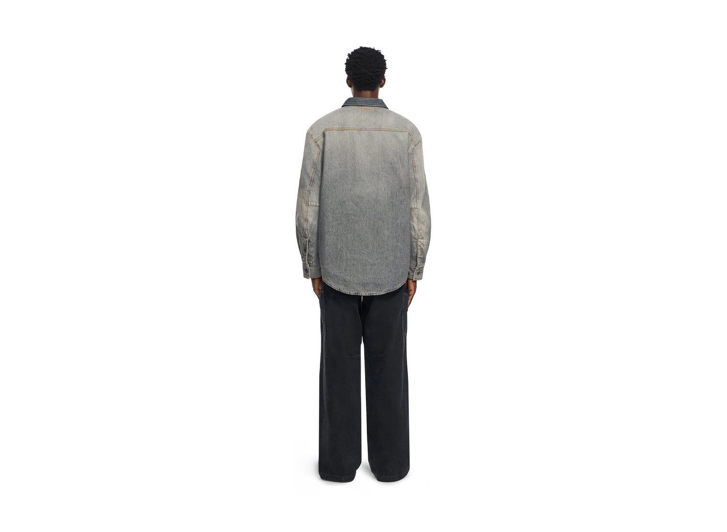OFF-WHITE Bookish Workwear Denim Overshirt in Sun Faded Grey — view 4