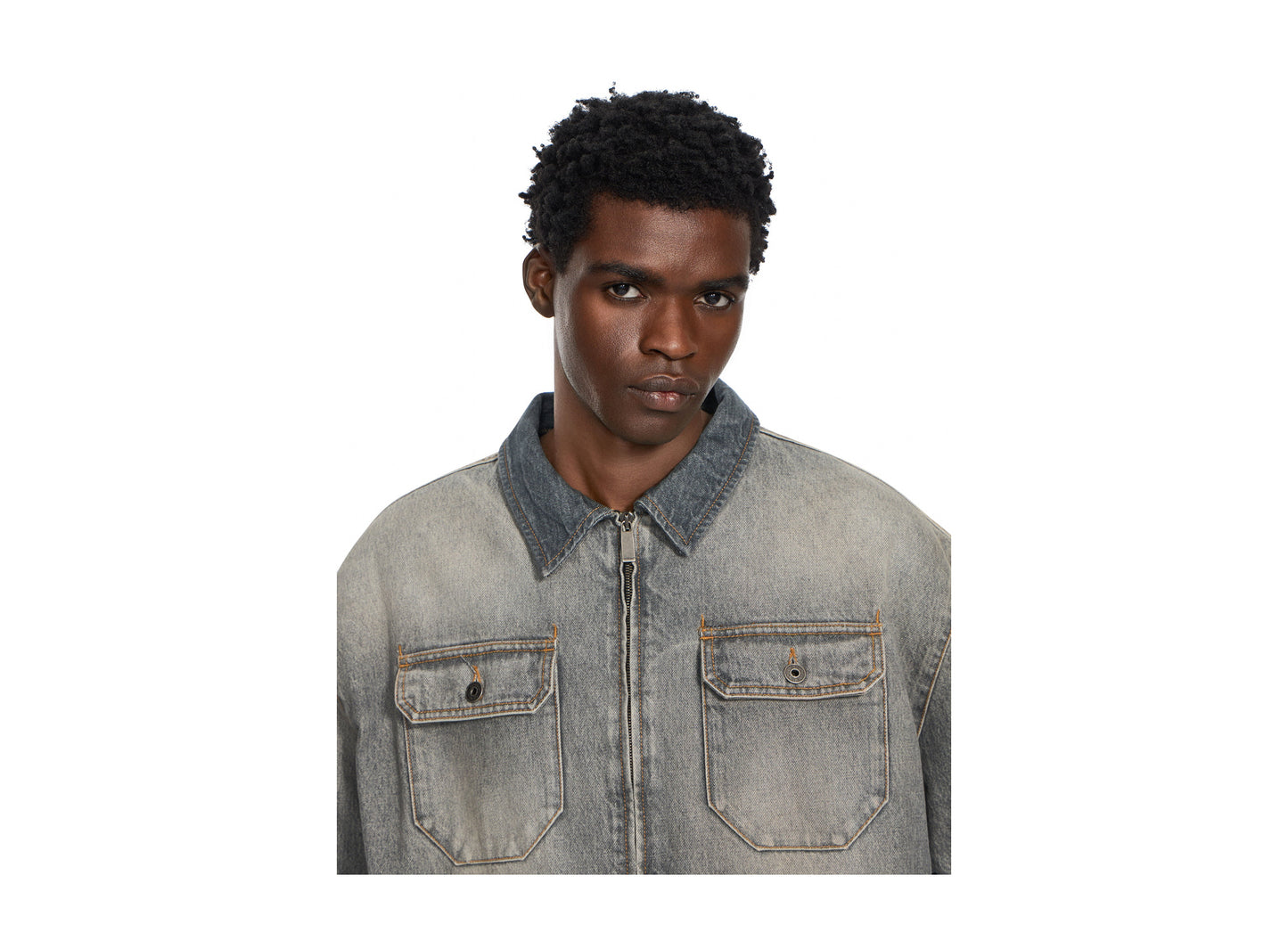 OFF-WHITE Bookish Workwear Denim Overshirt in Sun Faded Grey — view 5