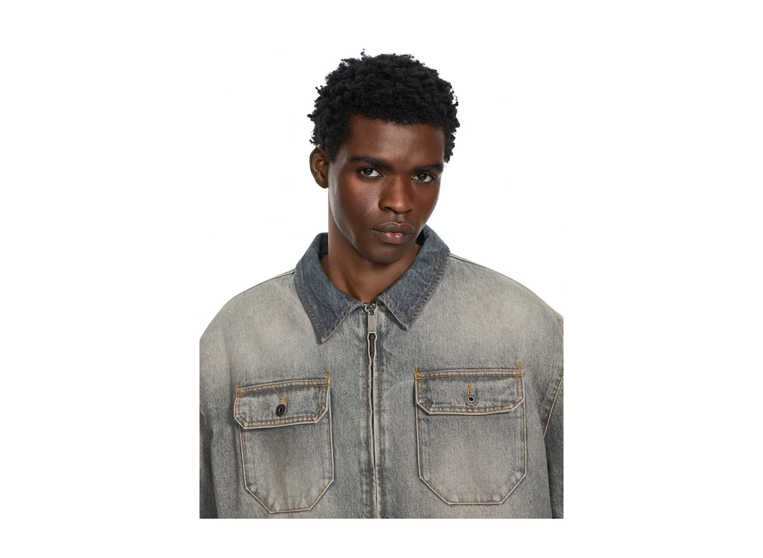 OFF-WHITE Bookish Workwear Denim Overshirt in Sun Faded Grey — view 5