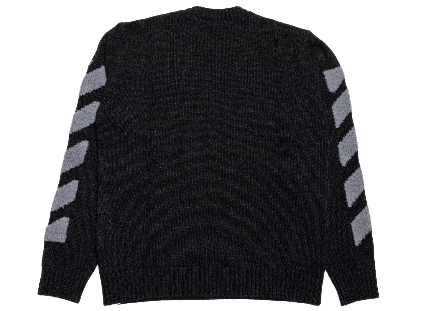 OFF-WHITE Diagonals Fuzzy Knit Crewneck in Anthracite