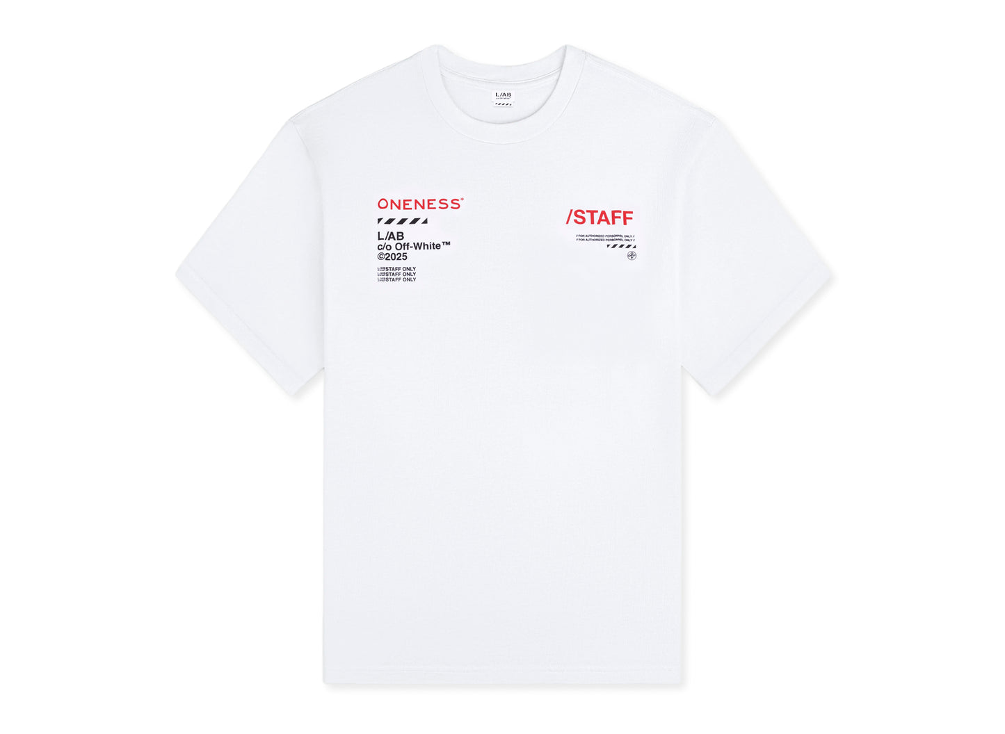 L/AB c/o Off-White™ x ONENESS. Staff Tee in White