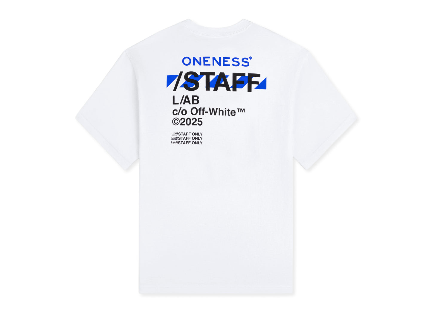 L/AB c/o Off-White™ x ONENESS. Staff Tee in Cobalt Blue
