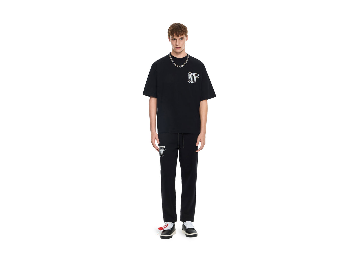 OFF-WHITE Motion Arrow Cuffed Sweatpant in Black — view 2