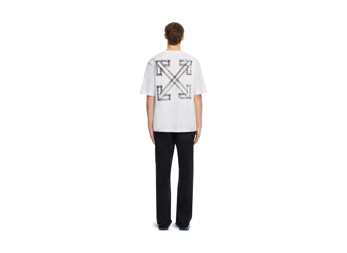 OFF-WHITE Motion Arrow Skate Short Sleeve T-Shirt in White — view 4