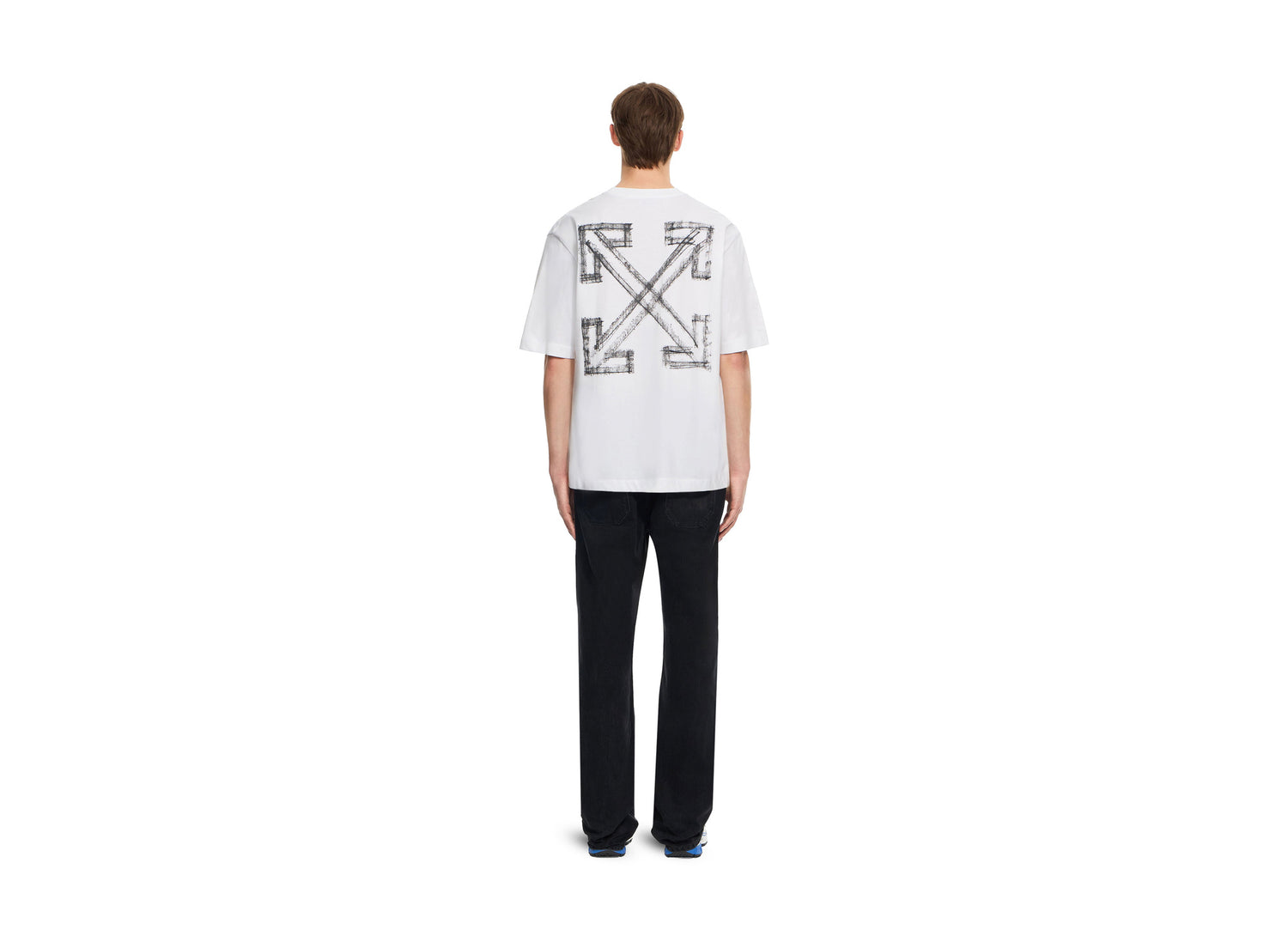 OFF-WHITE Motion Arrow Skate Short Sleeve T-Shirt in White — view 4