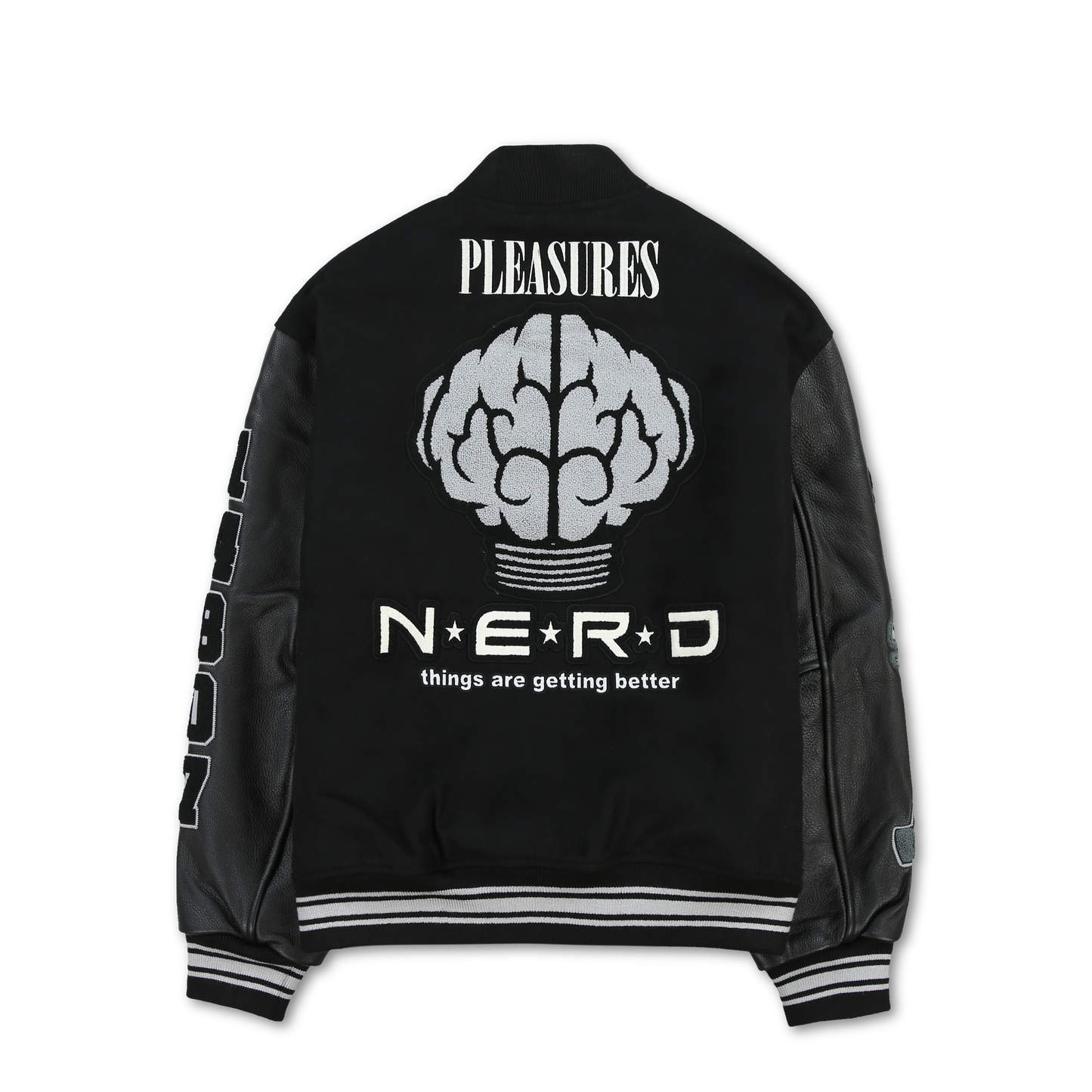 Pleasures NERD Varsity Jacket in Black - view 2