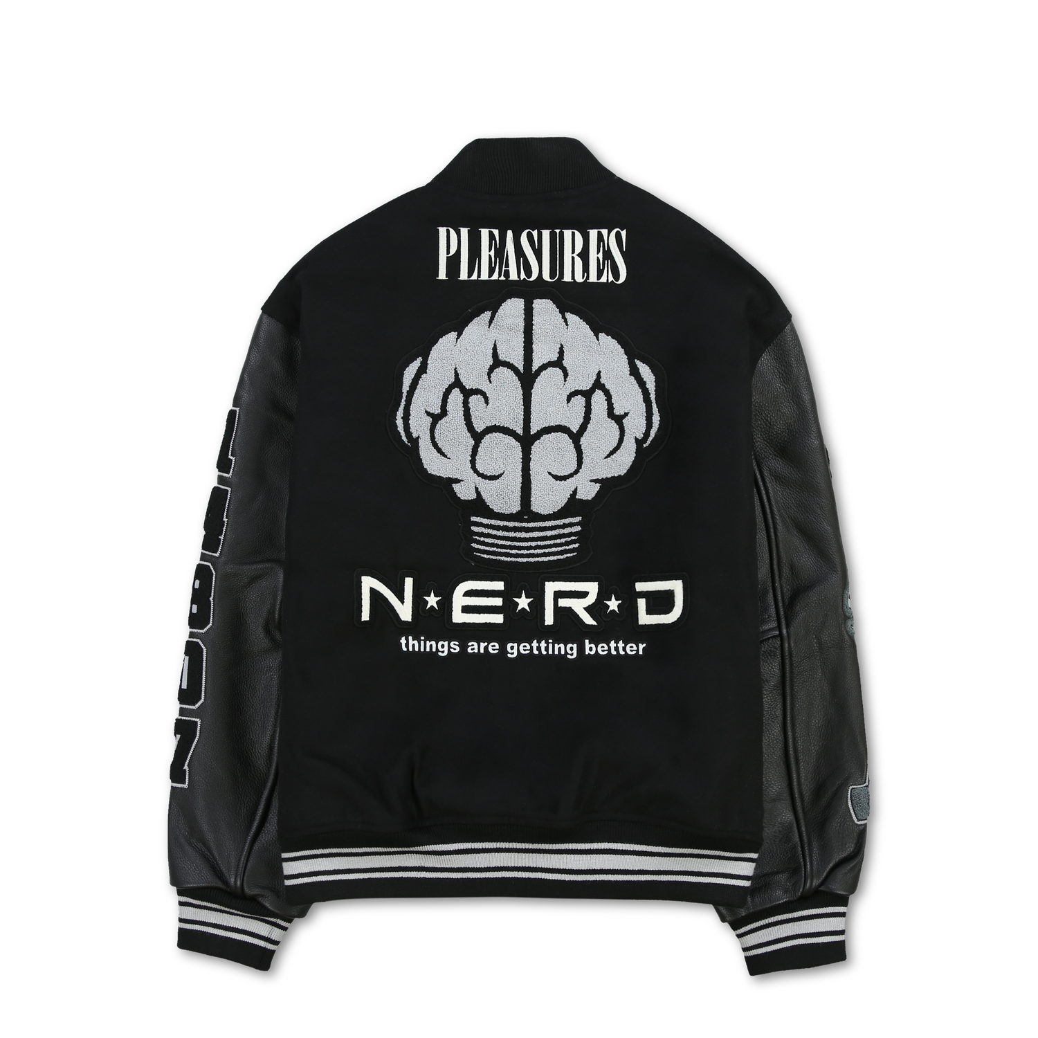 Pleasures NERD Varsity Jacket in Black - view 2