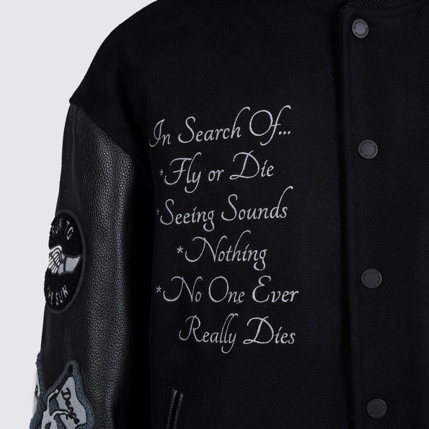 Pleasures NERD Varsity Jacket in Black - view 4