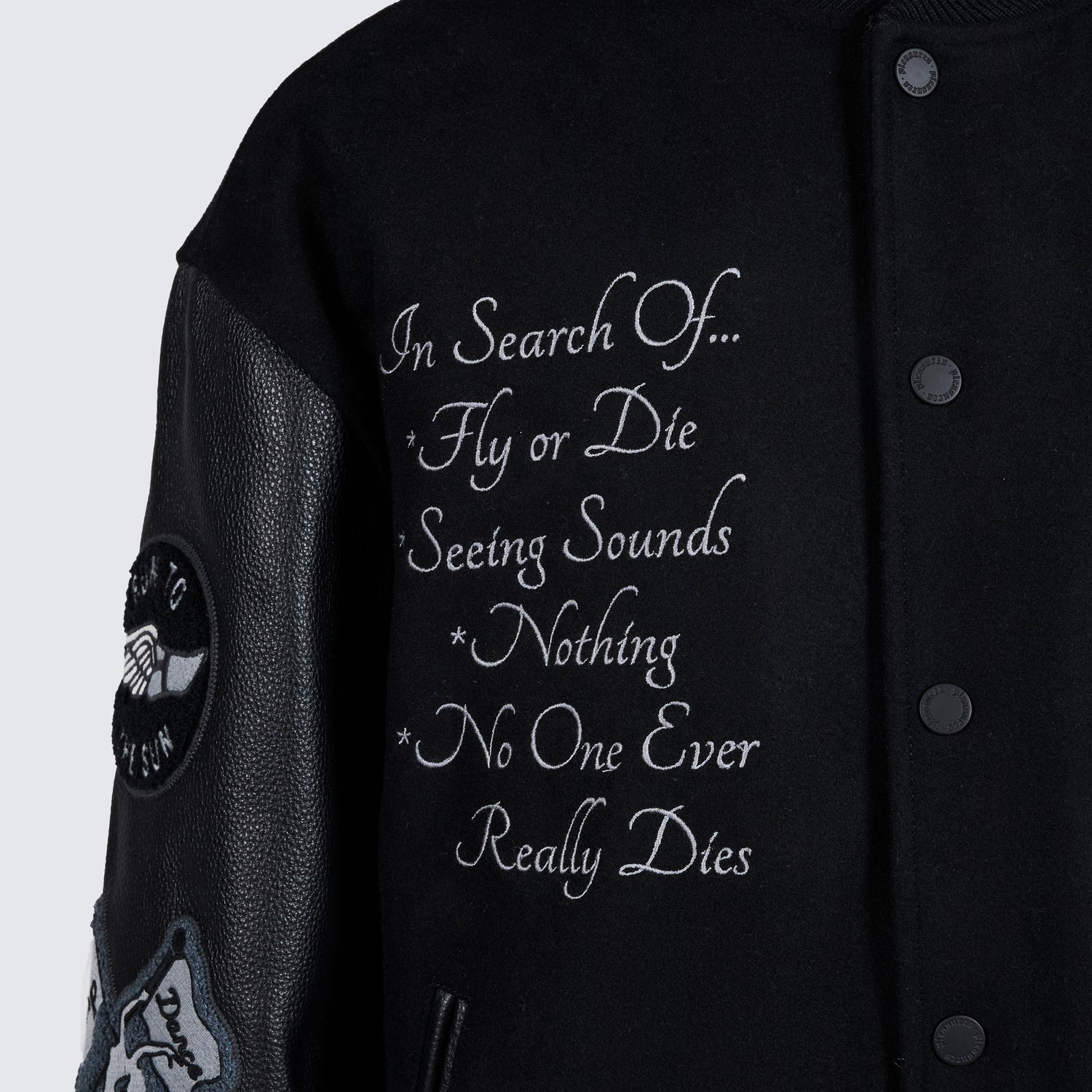 Pleasures NERD Varsity Jacket in Black - view 4