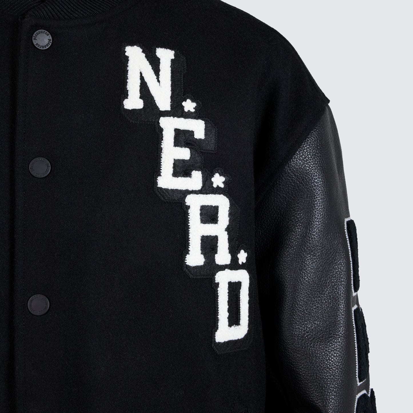 Pleasures NERD Varsity Jacket in Black - view 5