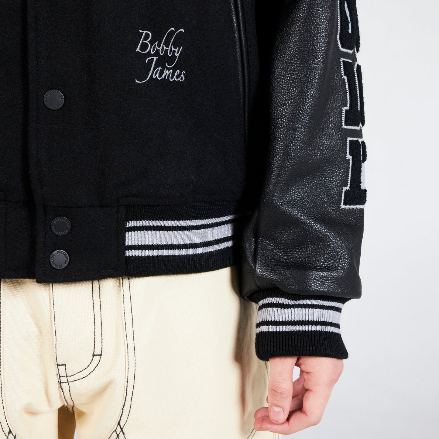 Pleasures NERD Varsity Jacket in Black - view 6