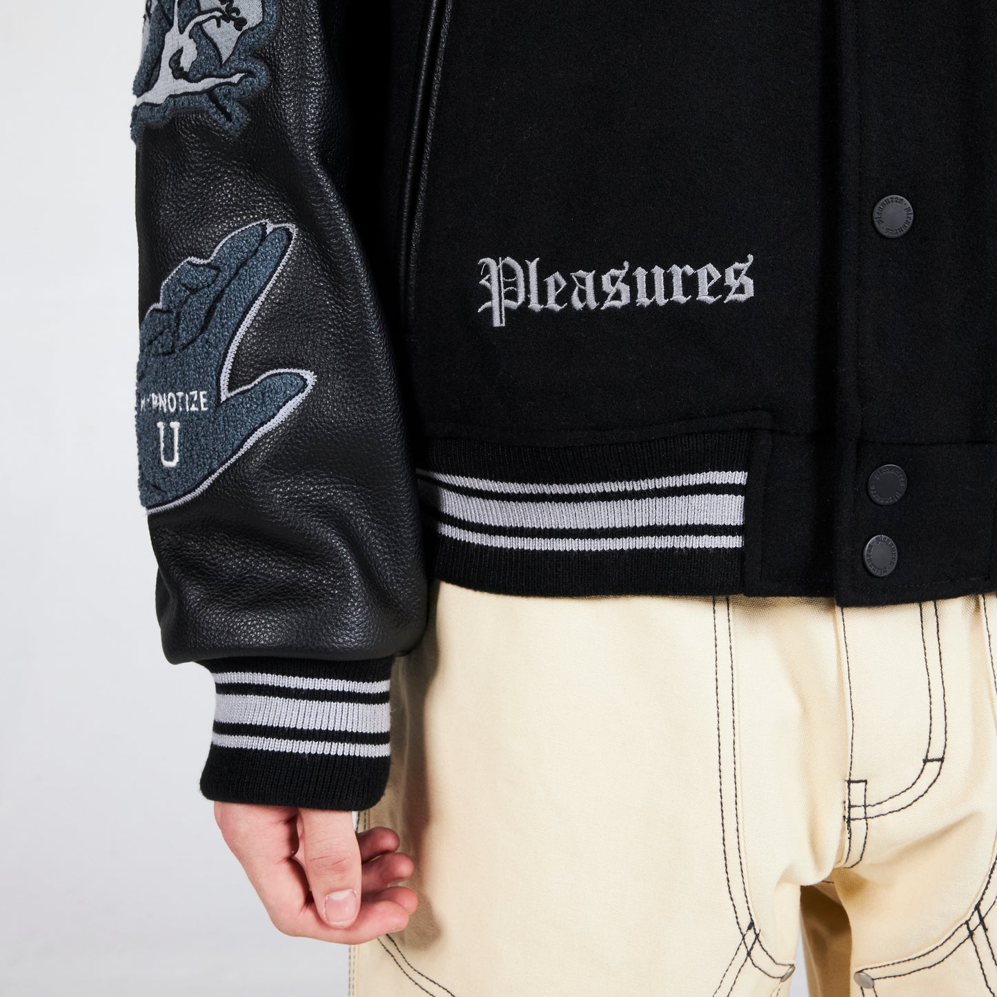 Pleasures NERD Varsity Jacket in Black - view 7