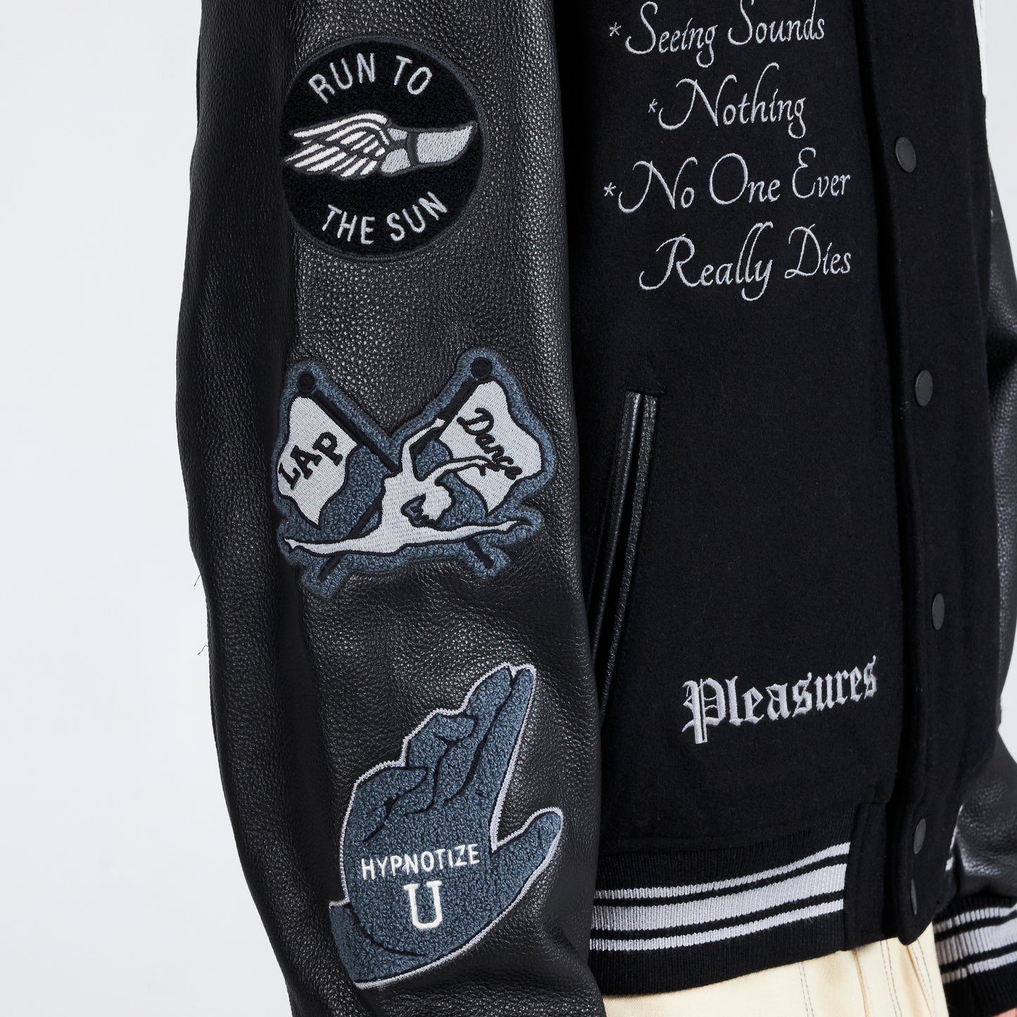 Pleasures NERD Varsity Jacket in Black - view 9