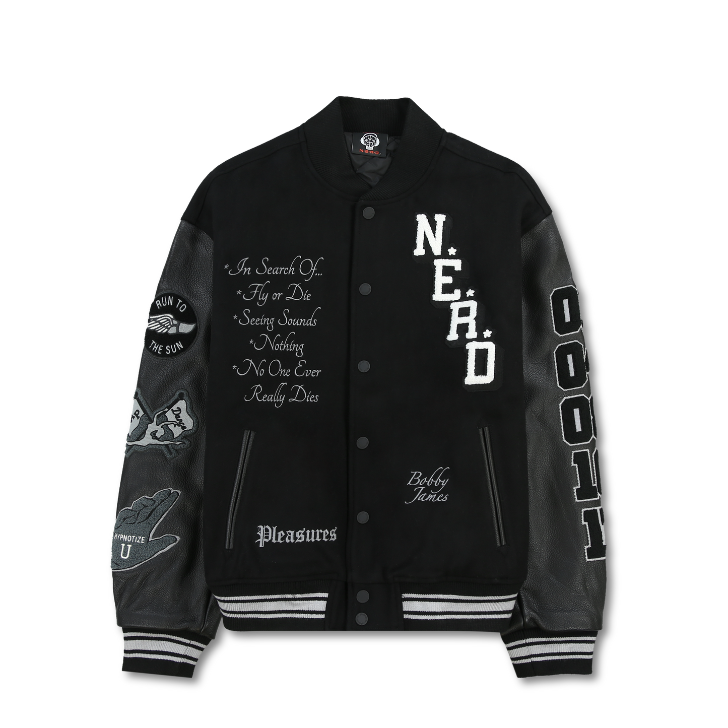 Pleasures NERD Varsity Jacket in Black - view 15