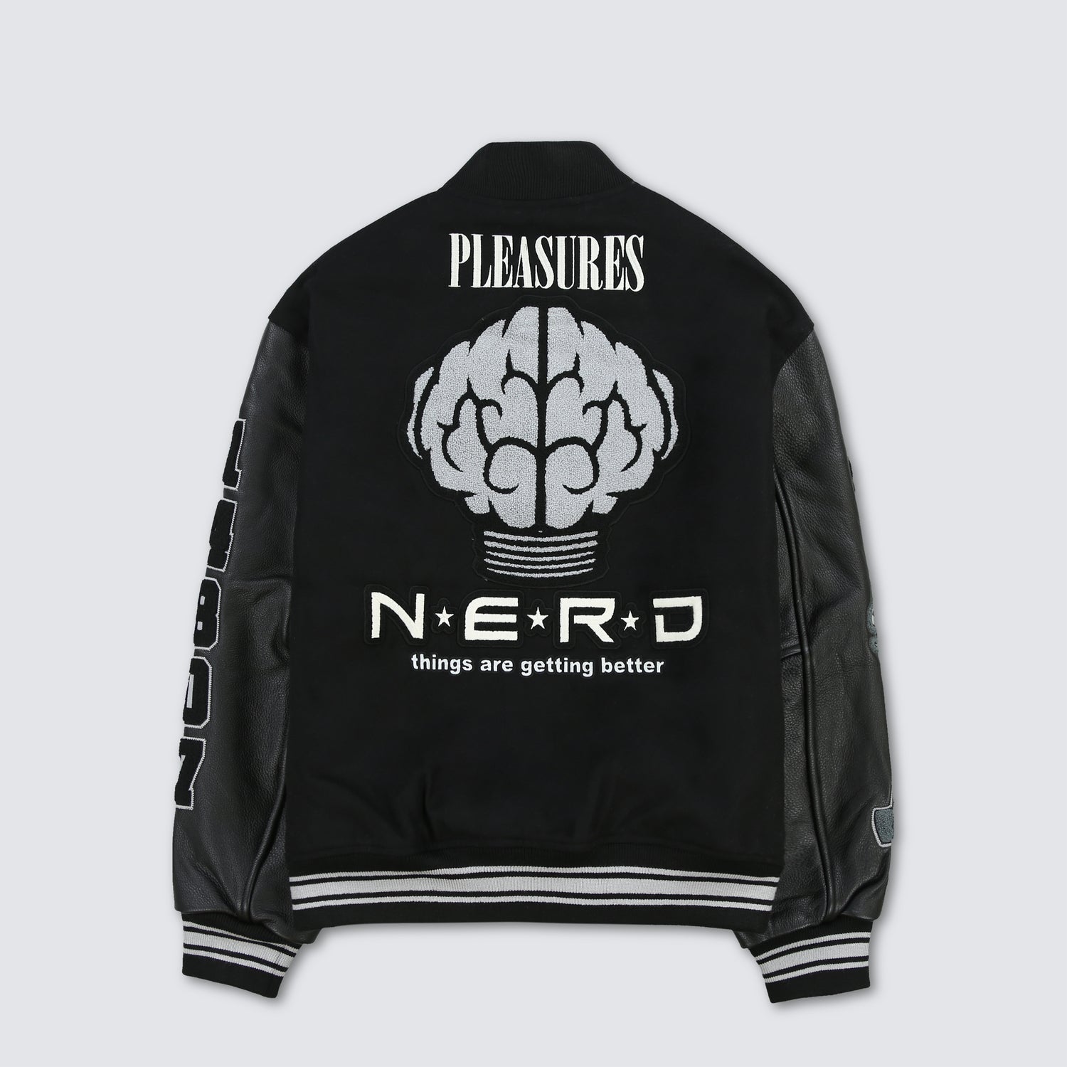 Pleasures NERD Varsity Jacket in Black - view 16
