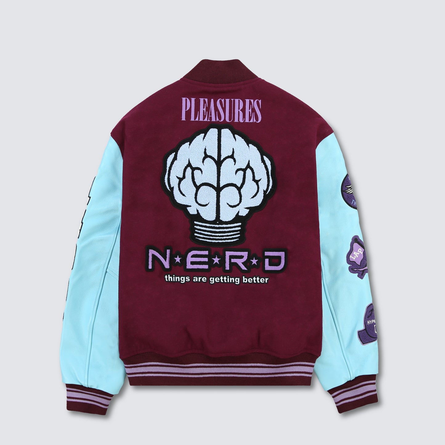 Pleasures NERD Varsity Jacket in Purple - view 2