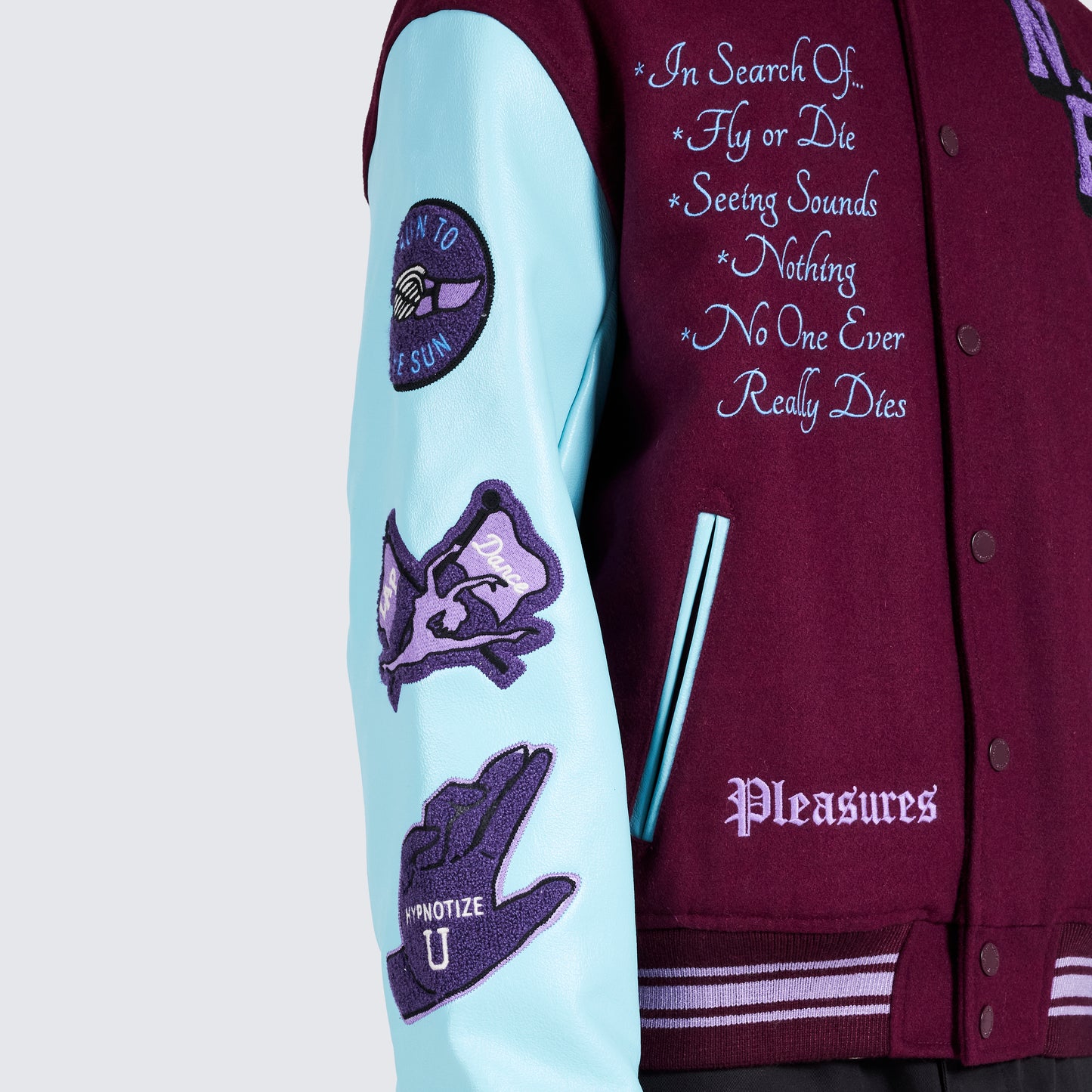 Pleasures NERD Varsity Jacket in Purple - view 8
