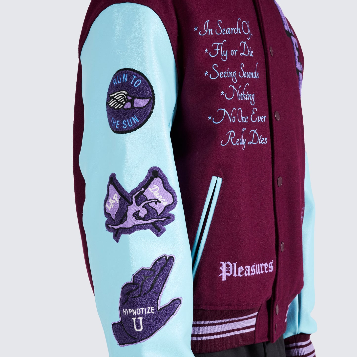 Pleasures NERD Varsity Jacket in Purple - view 9