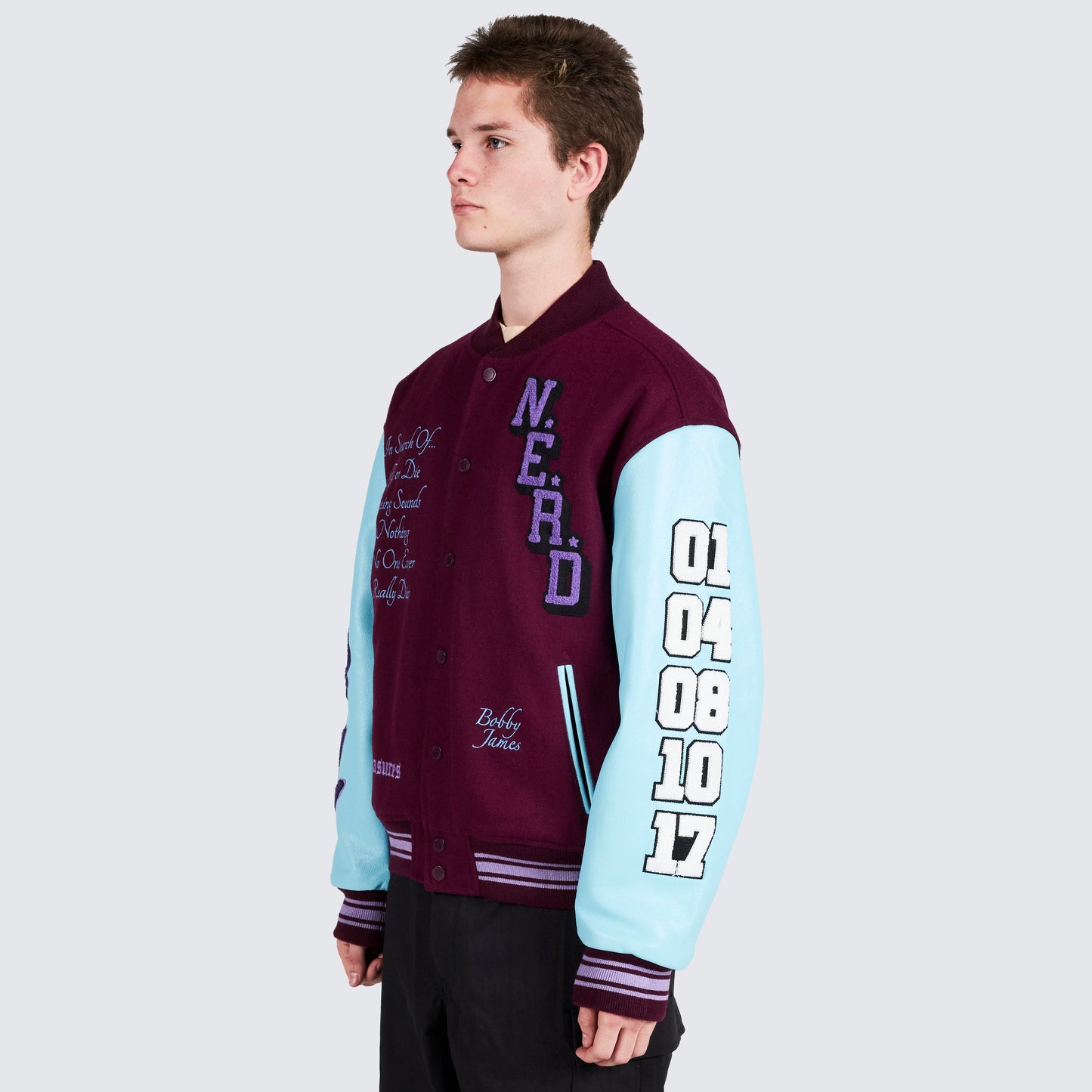 Pleasures NERD Varsity Jacket in Purple - view 10