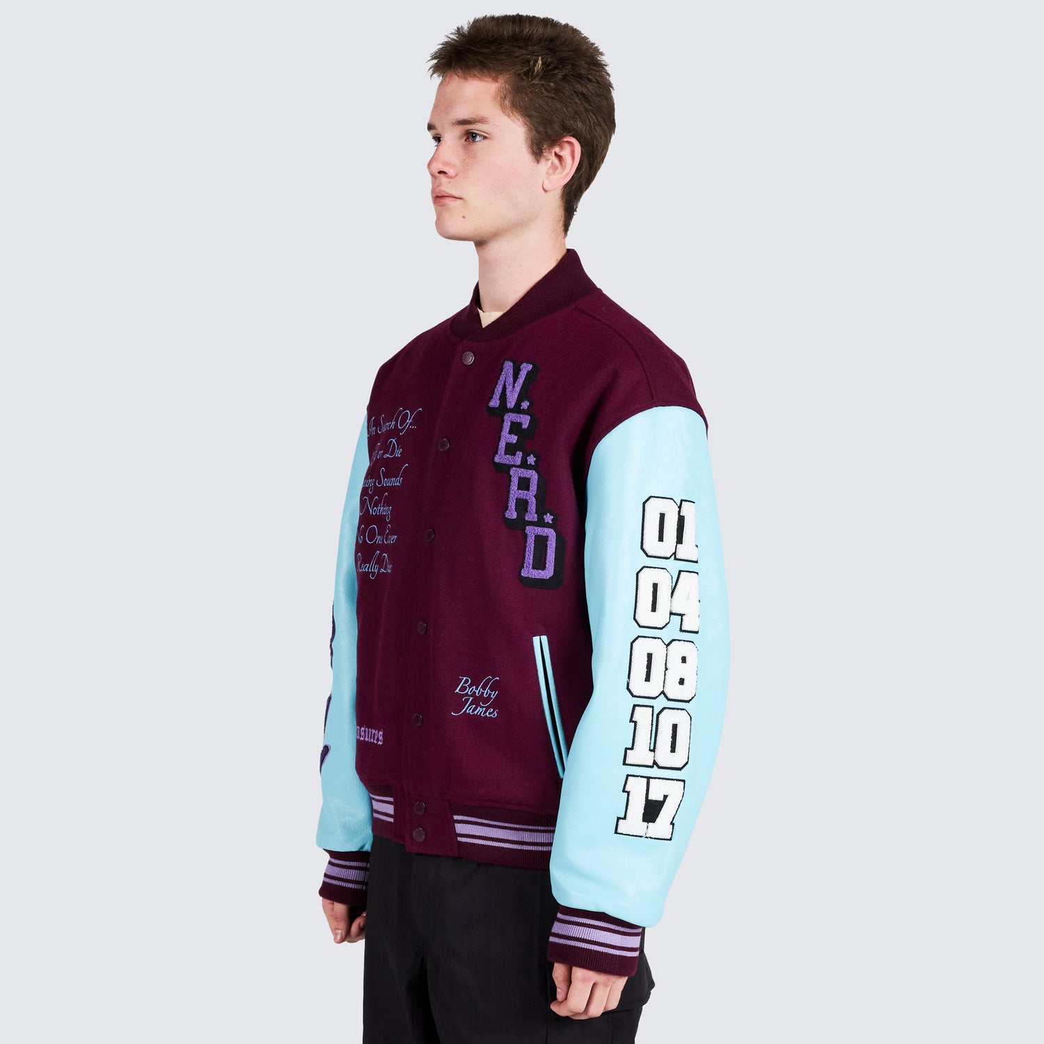 Pleasures NERD Varsity Jacket in Purple - view 10