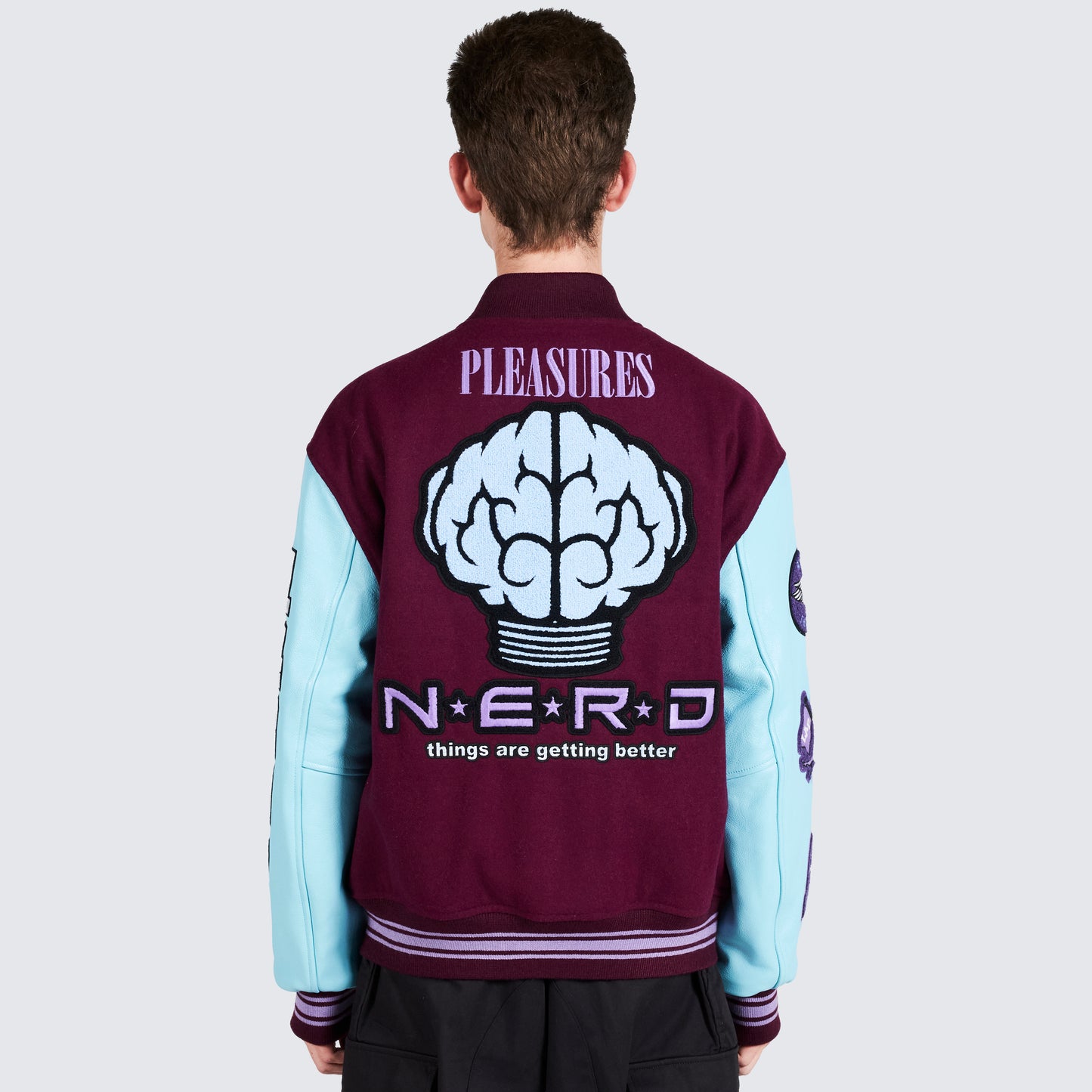 Pleasures NERD Varsity Jacket in Purple - view 12