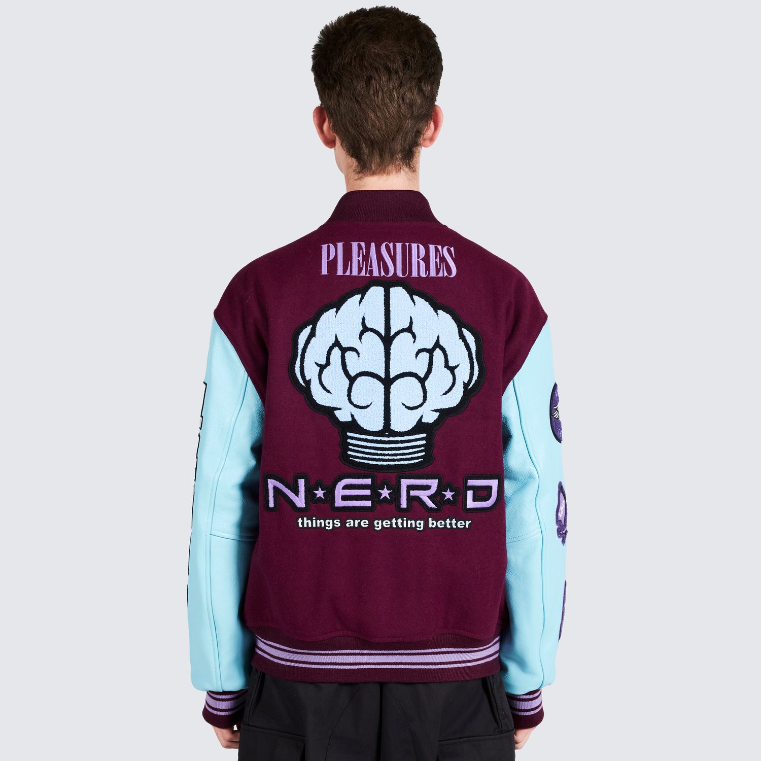 Pleasures NERD Varsity Jacket in Purple - view 12