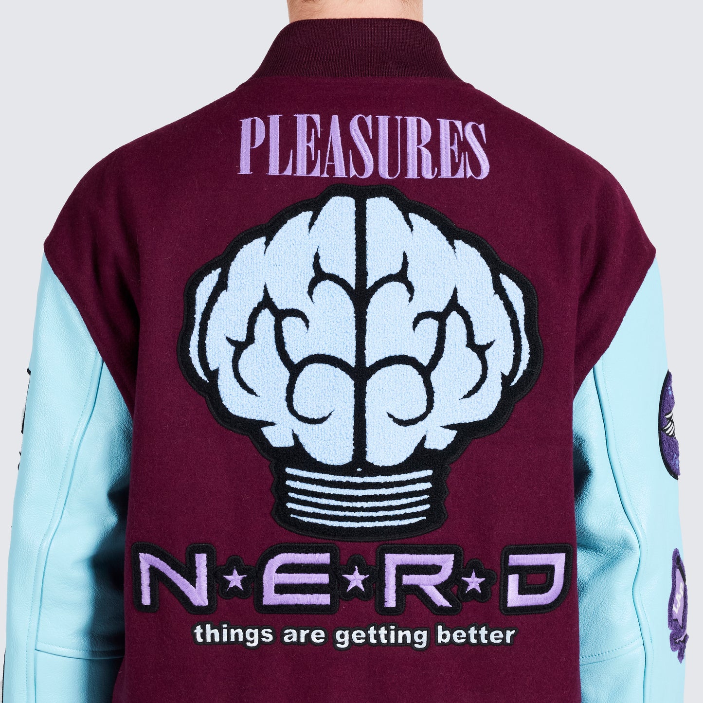 Pleasures NERD Varsity Jacket in Purple - view 13