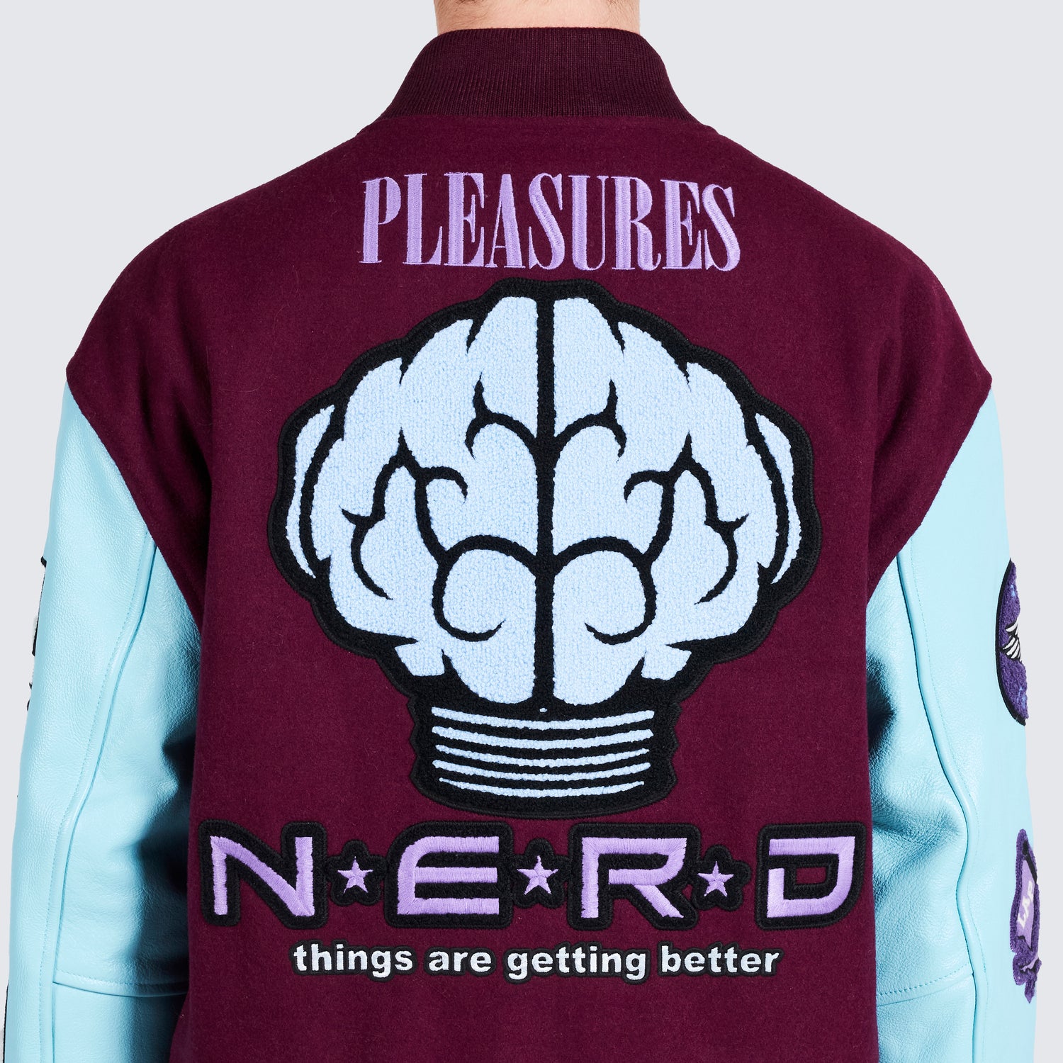 Pleasures NERD Varsity Jacket in Purple - view 13