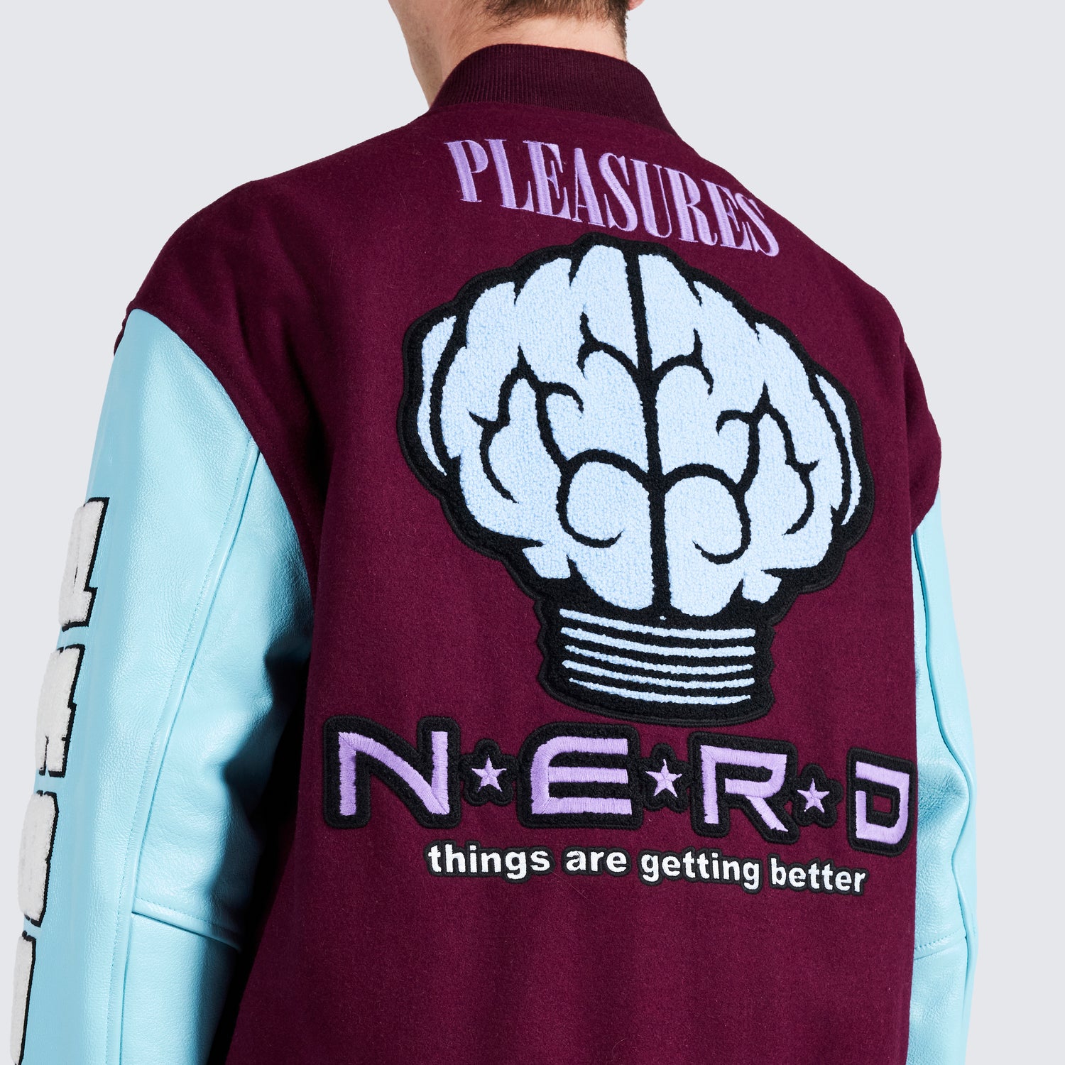 Pleasures NERD Varsity Jacket in Purple - view 14