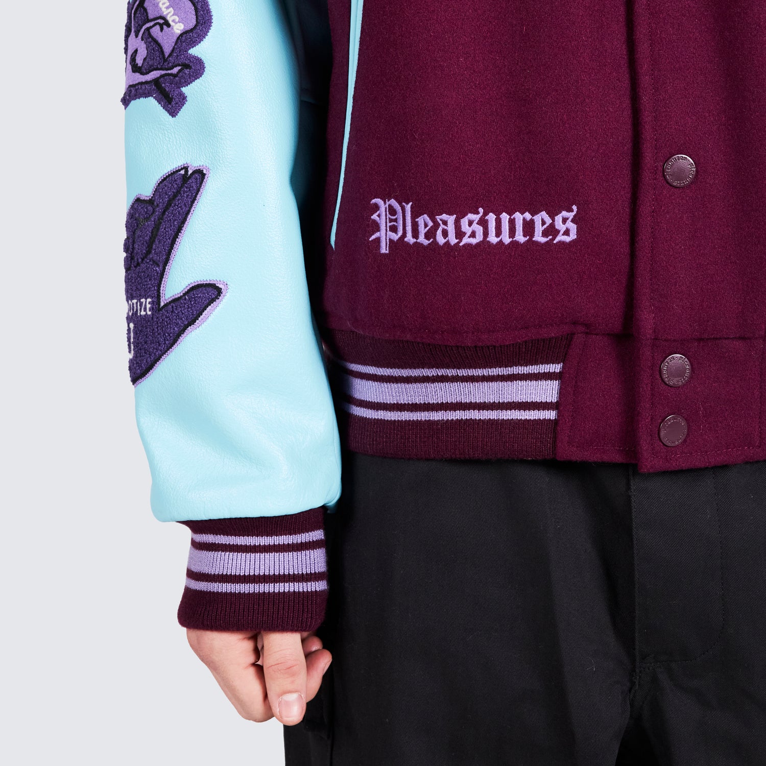 Pleasures NERD Varsity Jacket in Purple - view 16