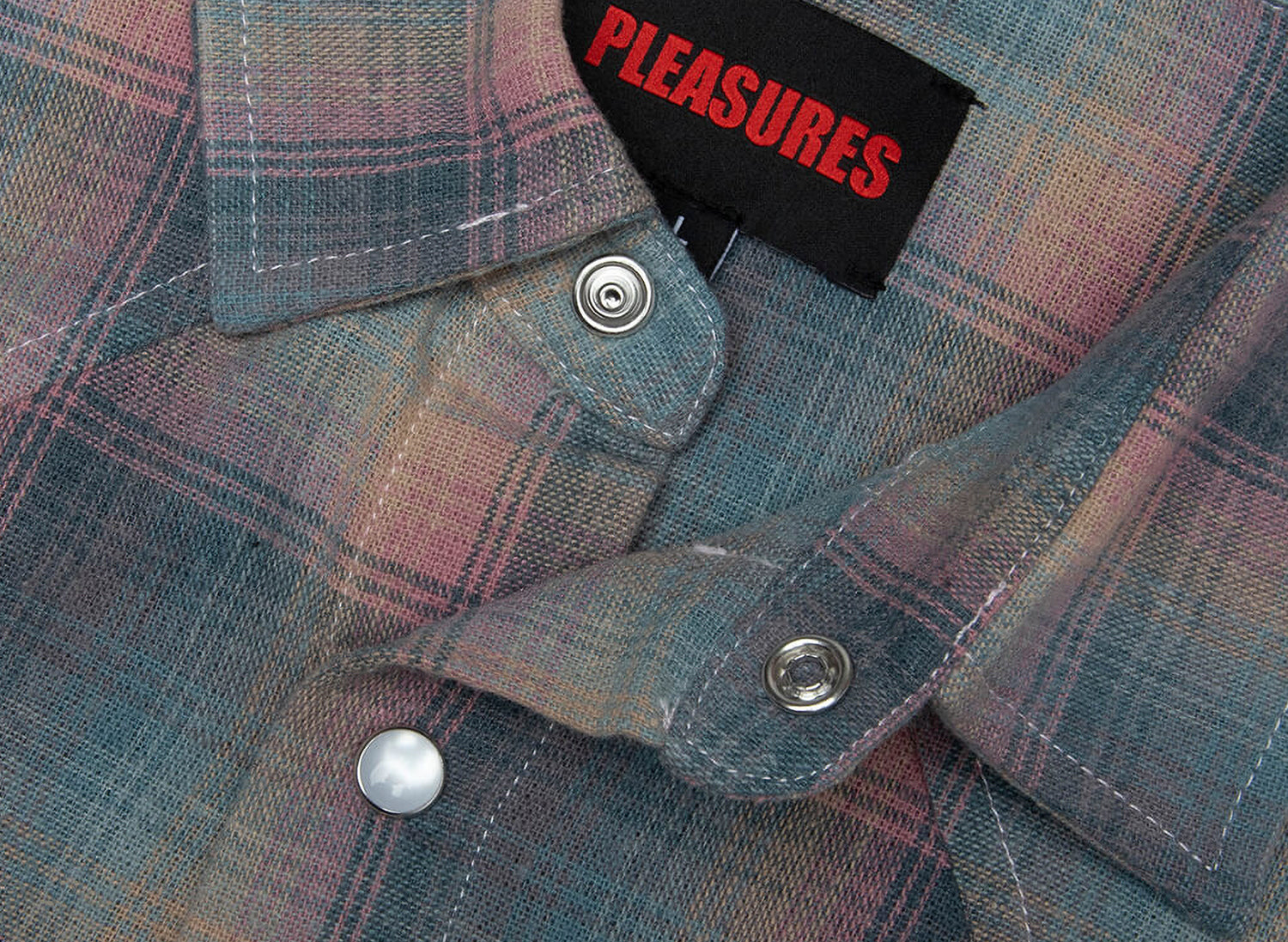 Pleasures Sender Western Button Up in Pink — view 3
