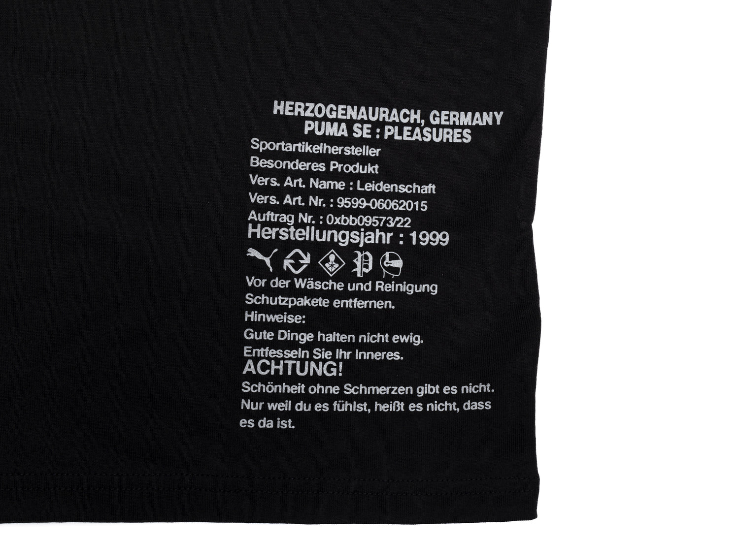 Puma x Pleasures Typo Tee in Black - Damaged — view 2