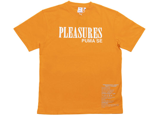 Puma x Pleasures Typo Tee in Orange - Damaged