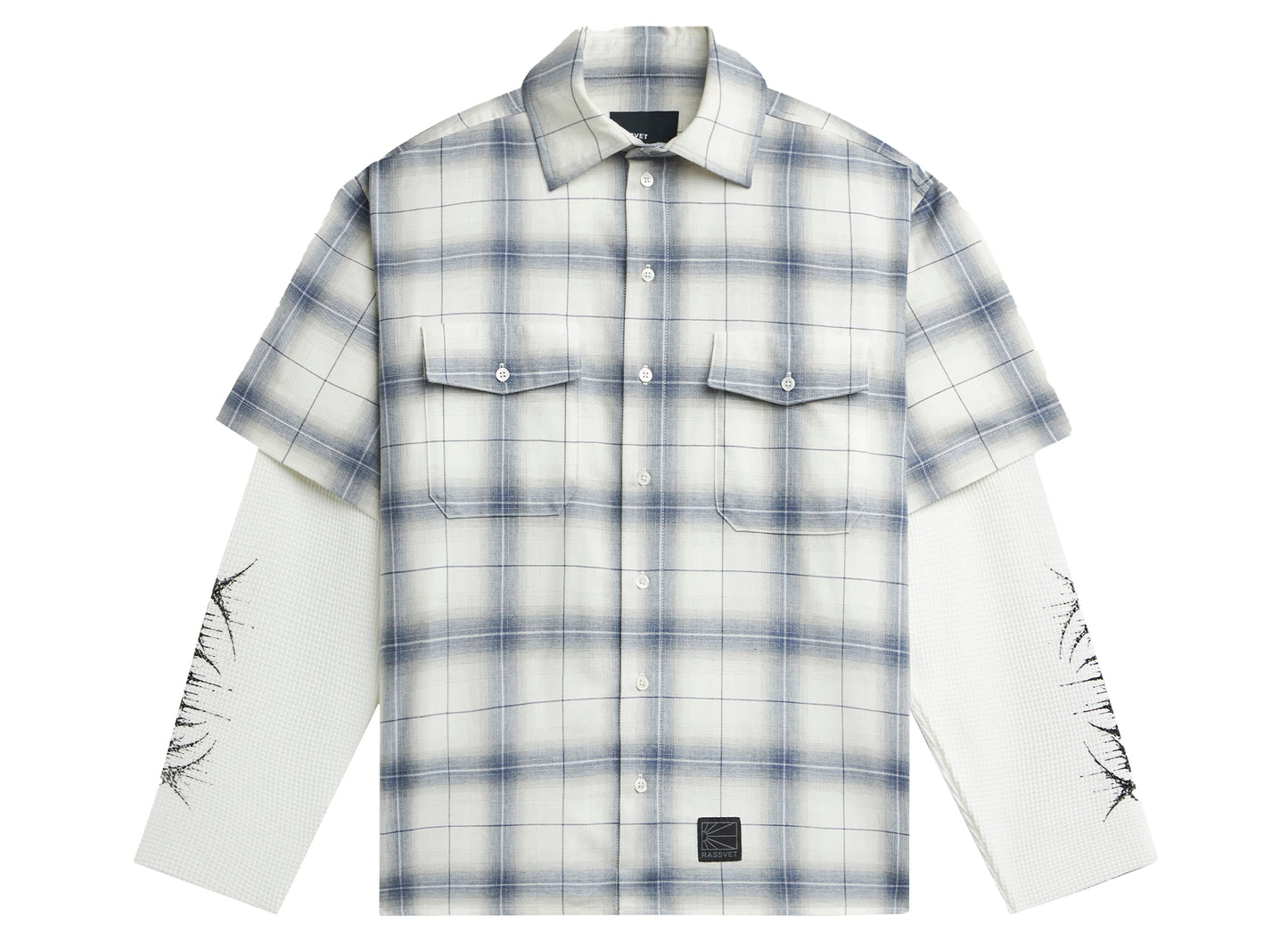 Rassvet PACCBET Doom Waffle Work Overshirt in Grey, men's long-sleeve overshirt