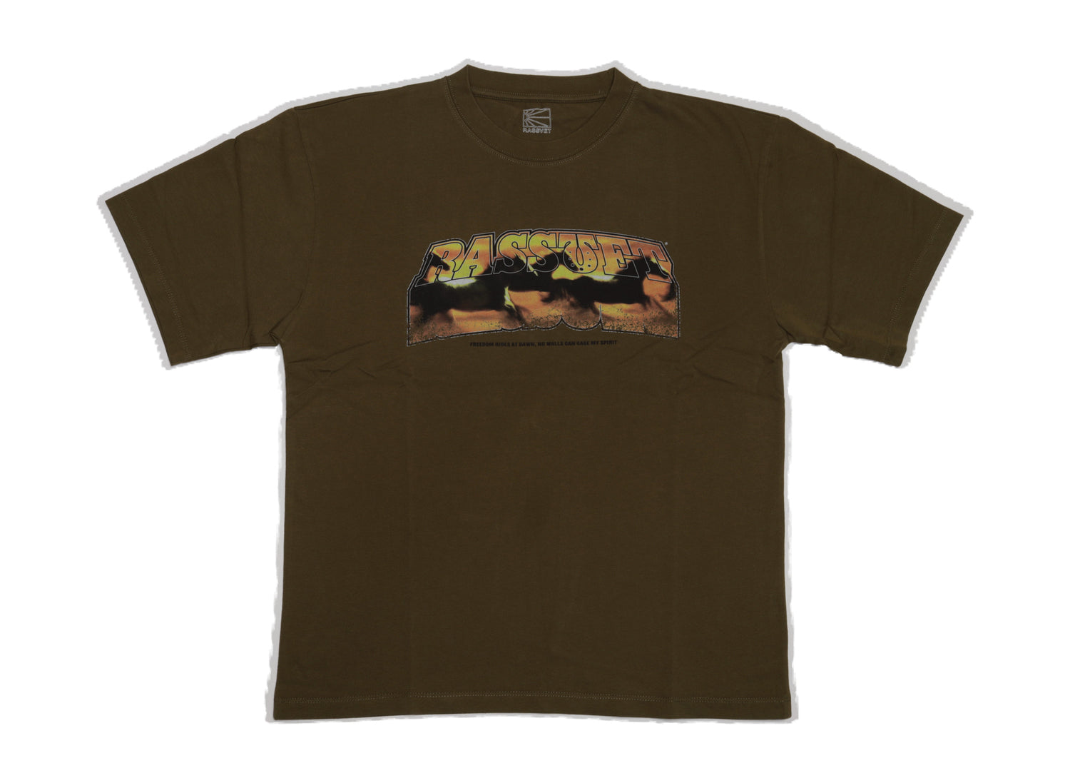 Rassvet PACCBET Ranchero Tee in Brown, men's cotton crewneck t-shirt with graphic