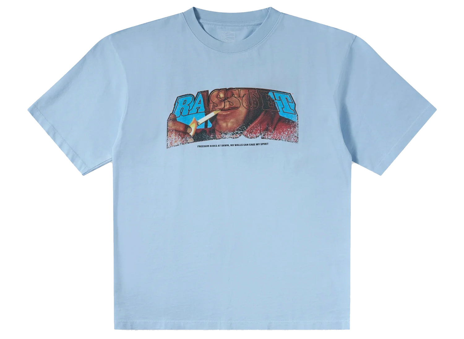 Rassvet PACCBET Ranchero Tee in Light Blue, men's cotton crewneck t-shirt with graphic