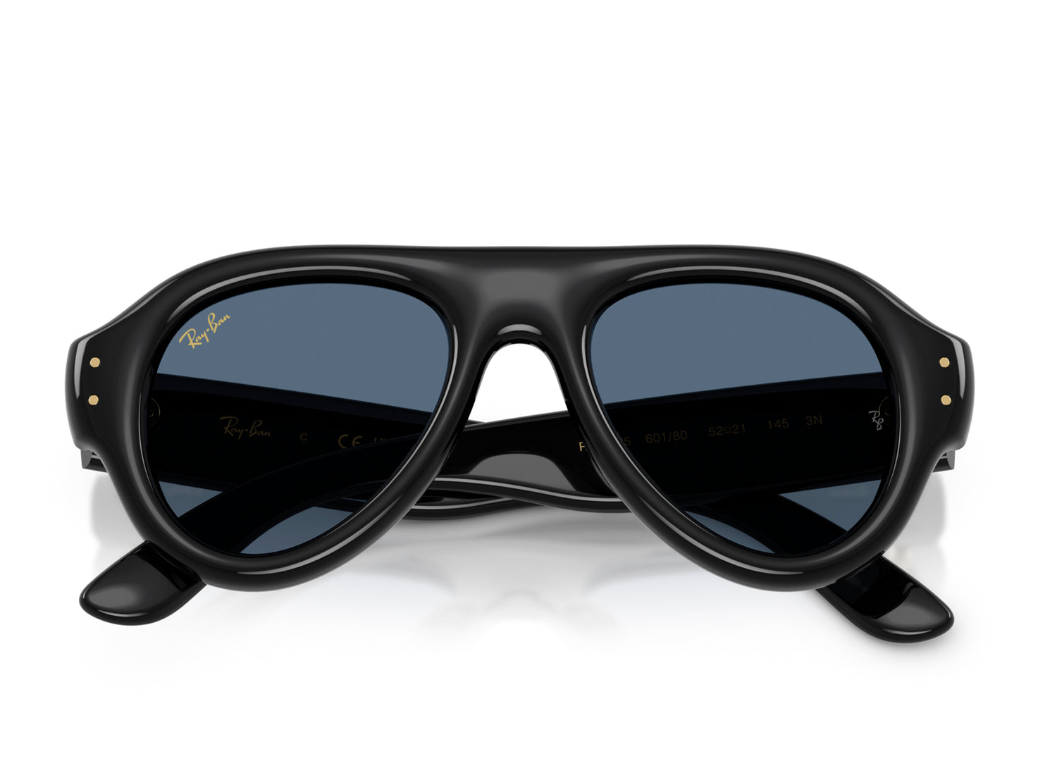 Ray Ban A$AP Rocky Aviator Puffer Sunglasses in Black w/ Dark Blue — view 4
