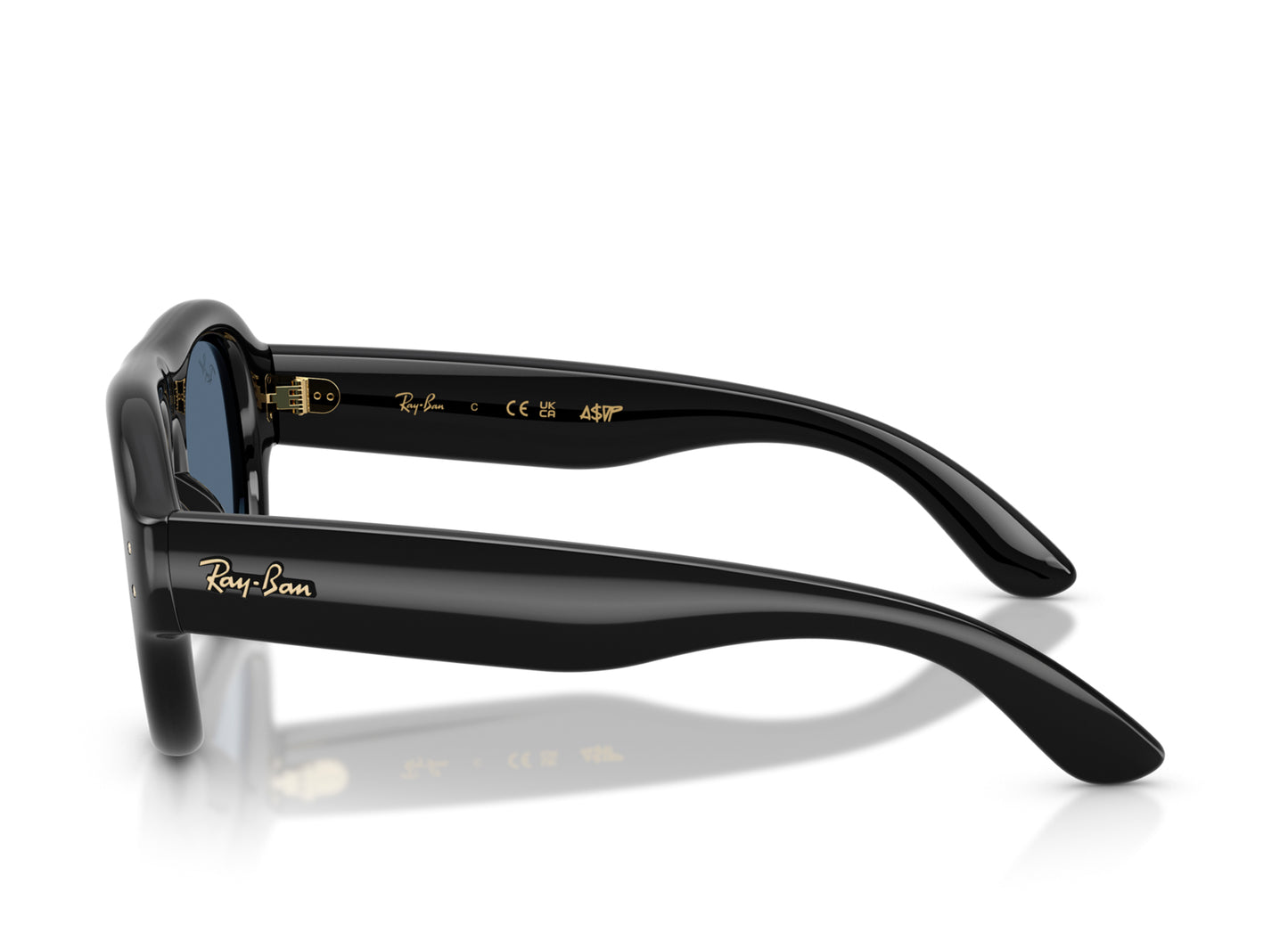 Ray Ban A$AP Rocky Aviator Puffer Sunglasses in Black w/ Dark Blue — view 5