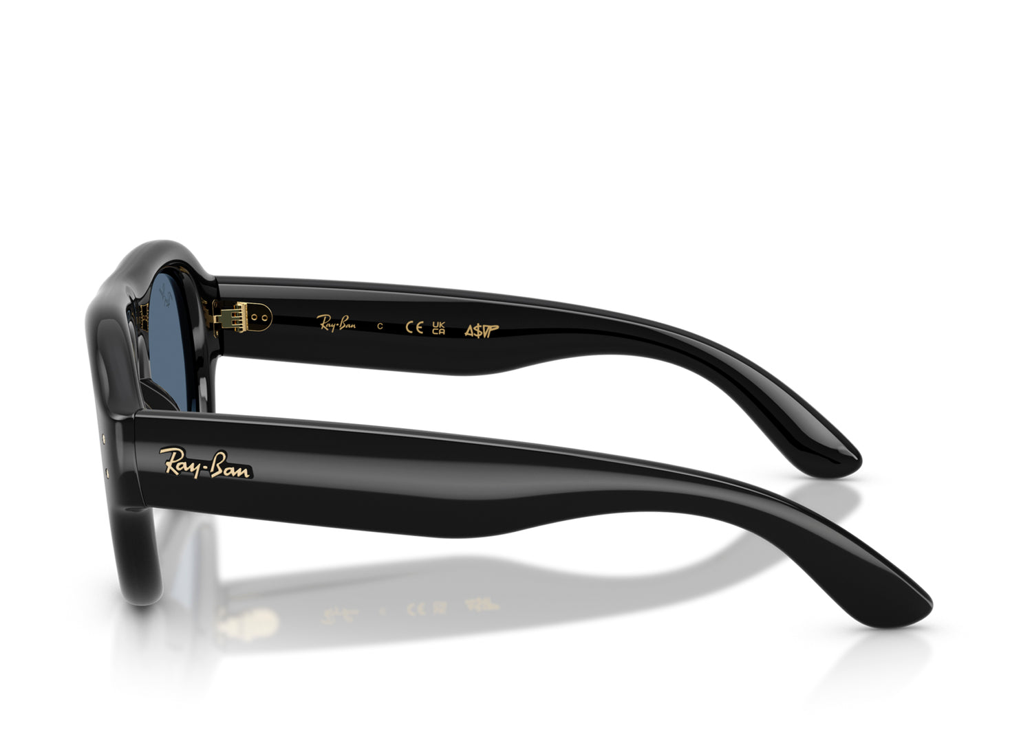 Ray Ban A$AP Rocky Aviator Puffer Sunglasses in Black w/ Dark Blue — view 5