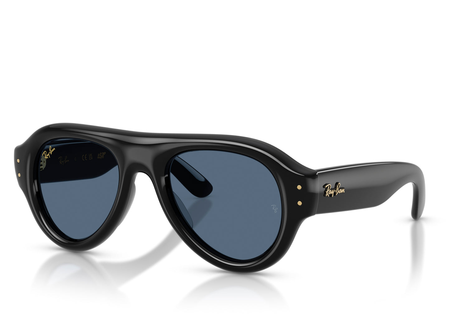 Ray Ban A$AP Rocky Aviator Puffer Sunglasses in Black w/ Dark Blue — view 6