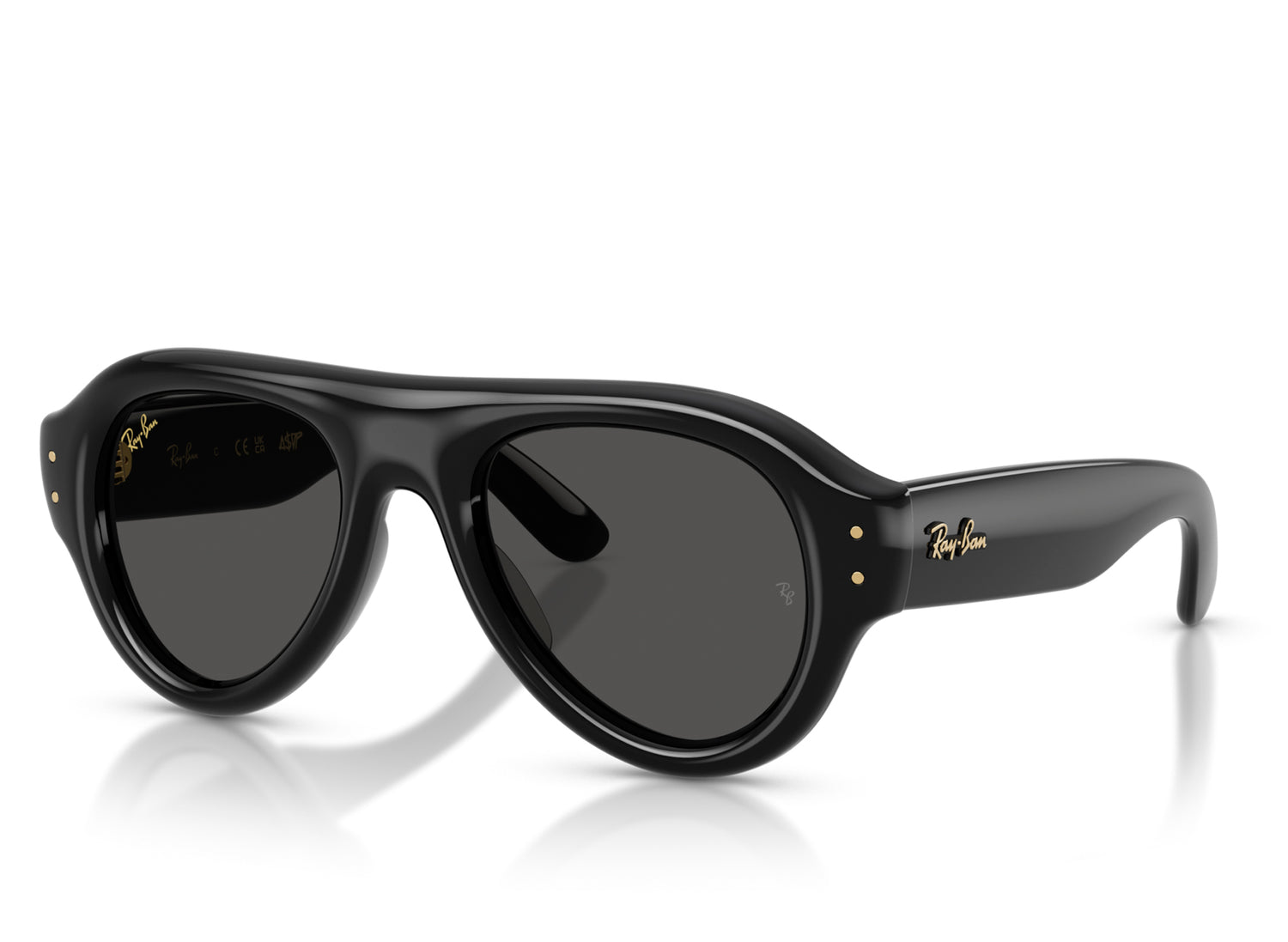 Ray Ban A$AP Rocky Aviator Puffer Sunglasses in Black w/ Dark Grey — view 6