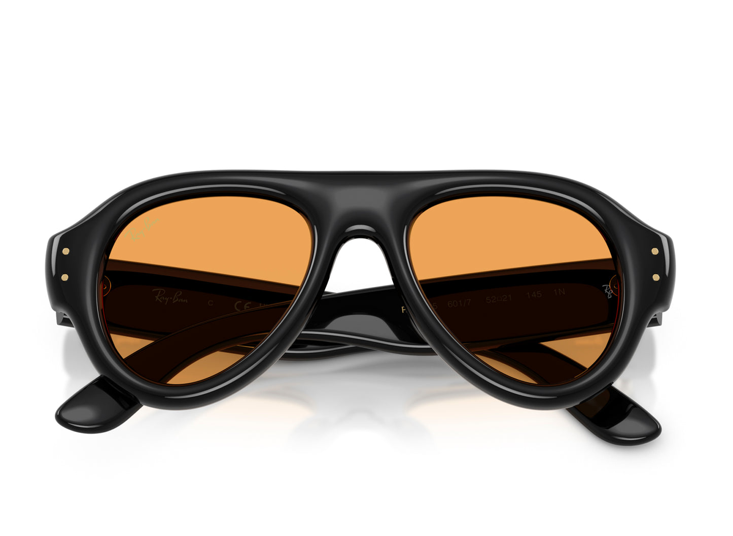 Ray Ban A$AP Rocky Aviator Puffer Sunglasses in Black w/ Orange — view 4