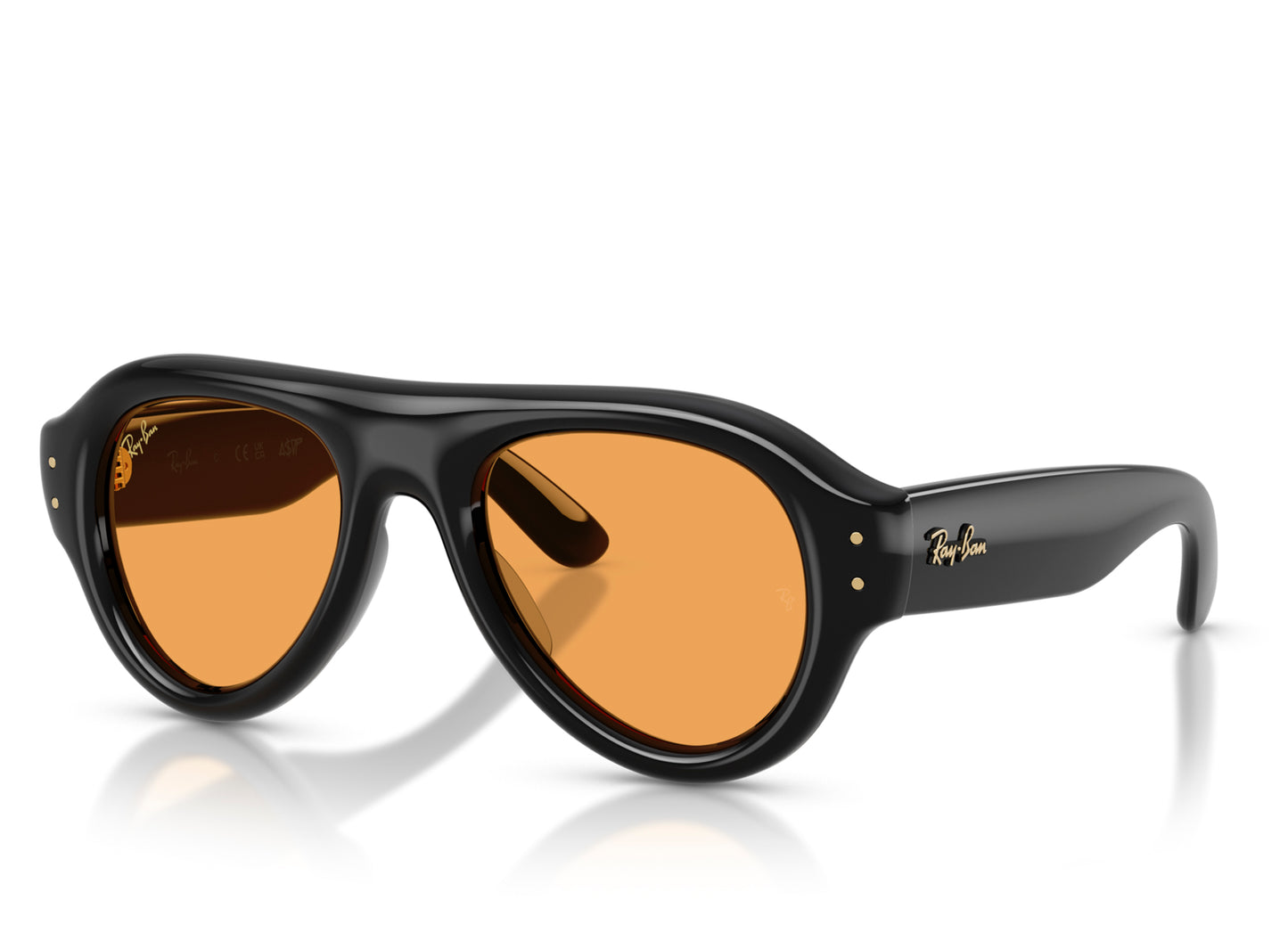 Ray Ban A$AP Rocky Aviator Puffer Sunglasses in Black w/ Orange — view 6