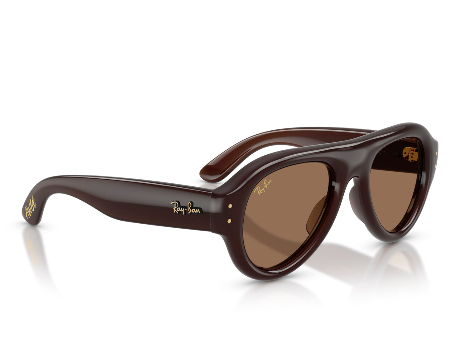 Ray Ban A$AP Rocky Aviator Puffer Sunglasses in Transparent Dark Brown w/ Dark Brown PA Bio — view 2